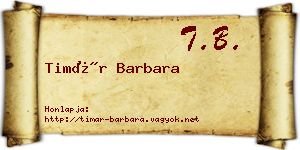 Timár Barbara névjegykártya